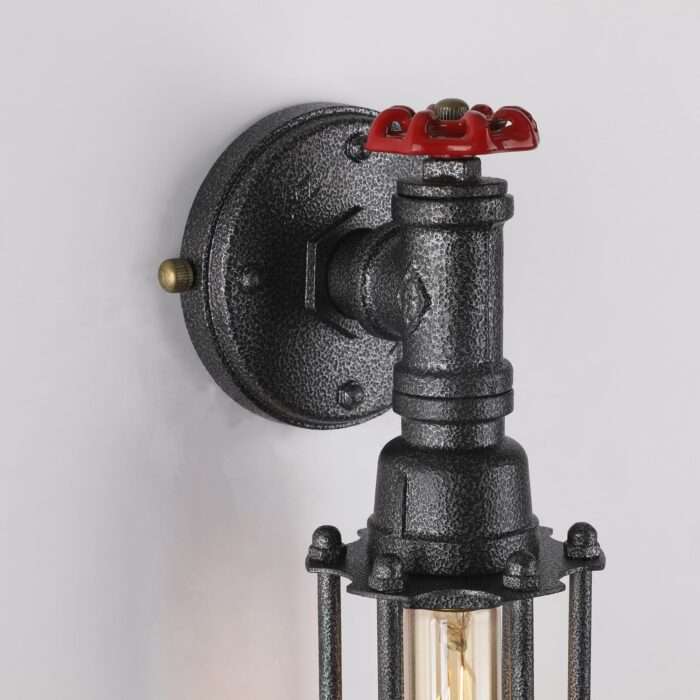 Steampunk Industrial Corridor Long Pipe Wall Lamp Retro Light Rustic Sconce - Image 10