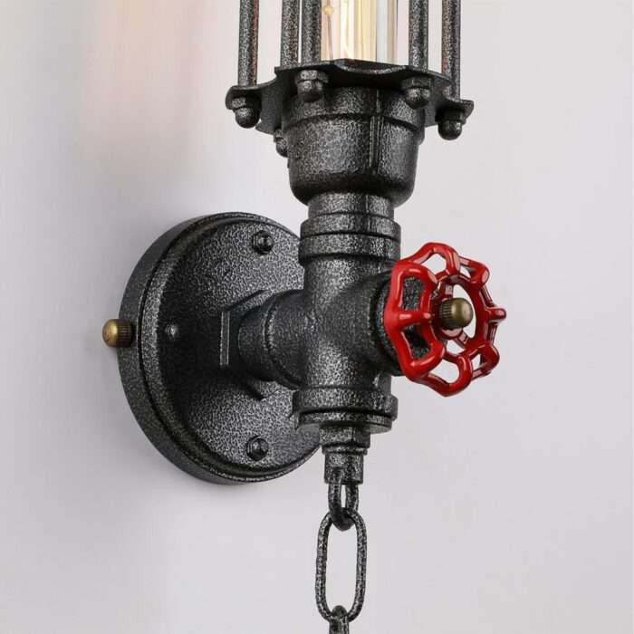 Steampunk Industrial Corridor Long Pipe Wall Lamp Retro Light Rustic Sconce - Image 9