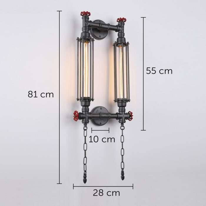 Steampunk Industrial Corridor Long Pipe Wall Lamp Retro Light Rustic Sconce - Image 7