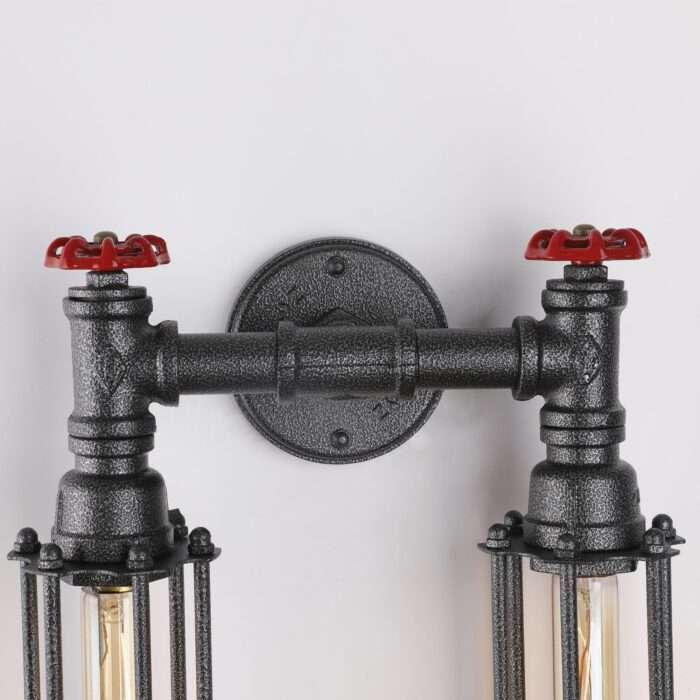 Steampunk Industrial Corridor Long Pipe Wall Lamp Retro Light Rustic Sconce - Image 6