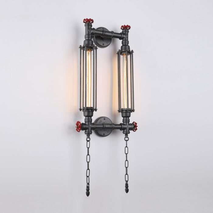 Steampunk Industrial Corridor Long Pipe Wall Lamp Retro Light Rustic Sconce - Image 3