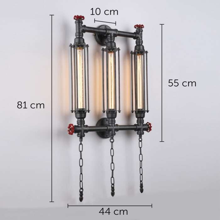 Steampunk Industrial Corridor Long Pipe Wall Lamp Retro Light Rustic Sconce - Image 8