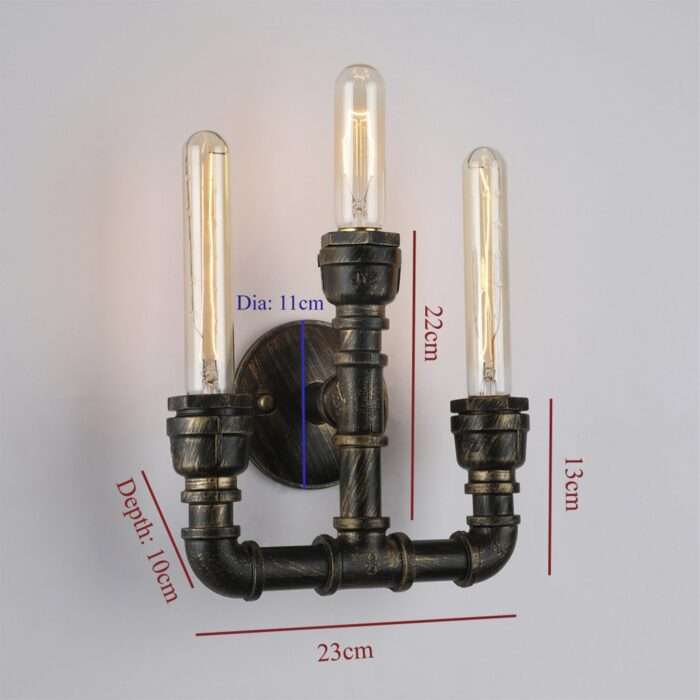 Triple Vintage Unique Style Industrial Rustic Bronze Steampunk Sconce Wall Light - Image 6