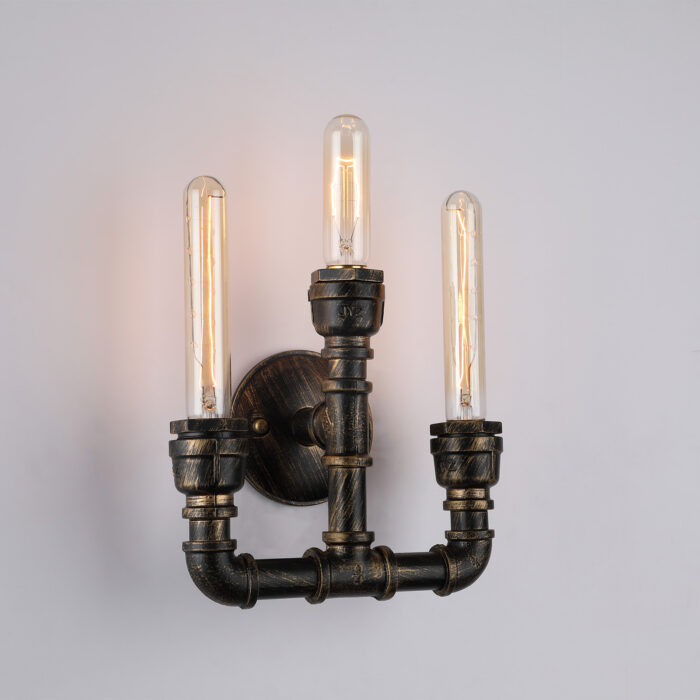 Triple Vintage Unique Style Industrial Rustic Bronze Steampunk Sconce Wall Light - Image 5