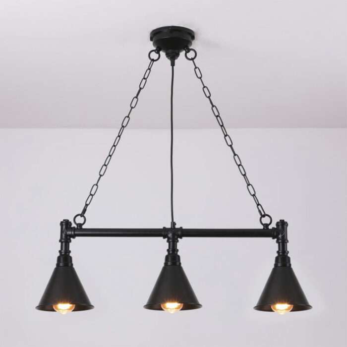 Industrial Steampunk Lighting Iron Pipe Edison Bulb Ceiling Bar Light with Chain