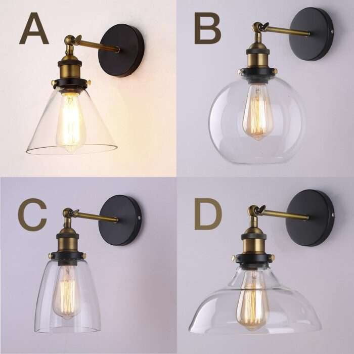 New Modern Vintage Industrial Retro Loft Glass Edison Lamp Shade Wall Light