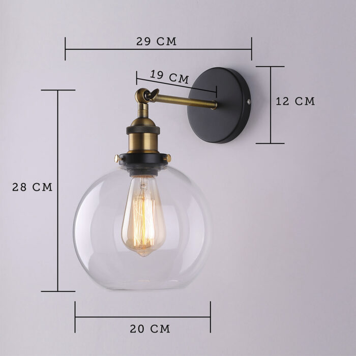 New Modern Vintage Industrial Retro Loft Glass Edison Lamp Shade Wall Light - Image 3