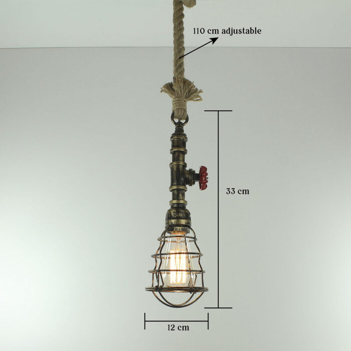 Vintage Industrial Retro Rope Water Pipe Cage Pendant Lamp Light - Image 10