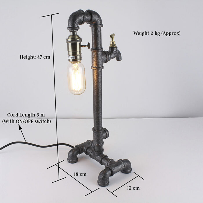 Vintage Industrial Retro Style Steel Pipe Desk Table Lamp Light Edison Steampunk - Image 7