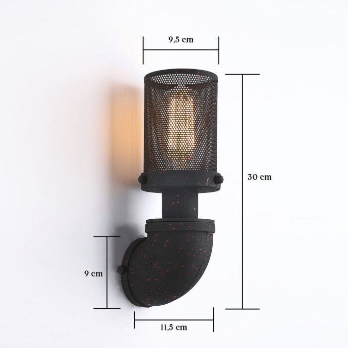 Industrial Pipe Mesh Wall Lamp Retro Wall Light Rustic Wall Sconce Vintage Light - Image 5