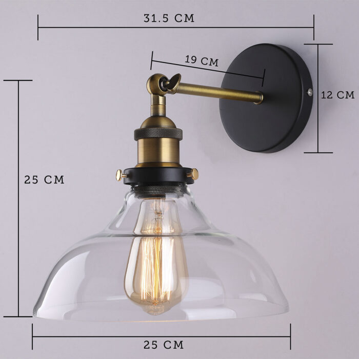 New Modern Vintage Industrial Retro Loft Glass Edison Lamp Shade Wall Light - Image 2