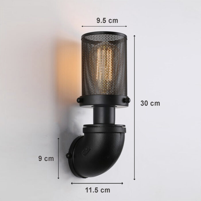 Industrial Pipe Mesh Wall Lamp Retro Wall Light Rustic Wall Sconce Vintage Light - Image 4