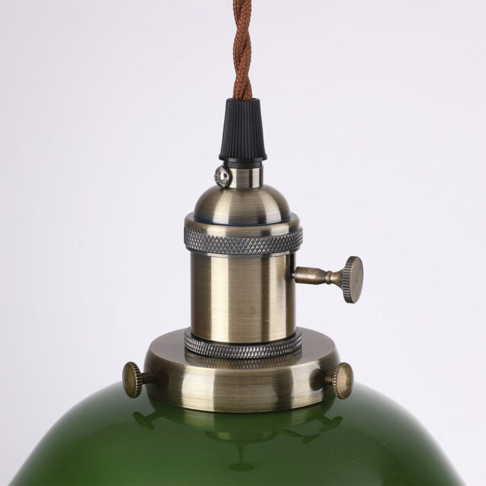 Vintage Industrial Pendant Light with Green Glass Lamp Shade - Gaming Billiards - Image 2