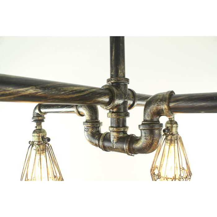 Industrial Steampunk Light Water Pipe Edison Ceiling Cage Chain ON/OFF Switch - Image 3