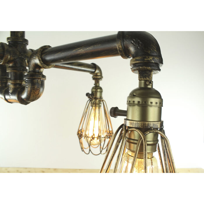 Industrial Steampunk Light Water Pipe Edison Ceiling Cage Chain ON/OFF Switch - Image 4