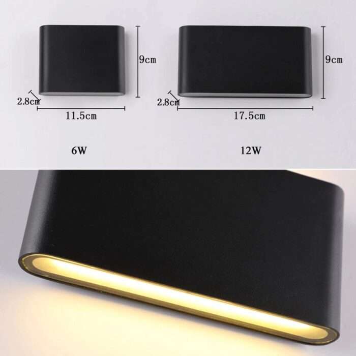 Led Wall Sconce Light 6W 12W Up Down Black White Outdoor Indoor Waterproof IP65