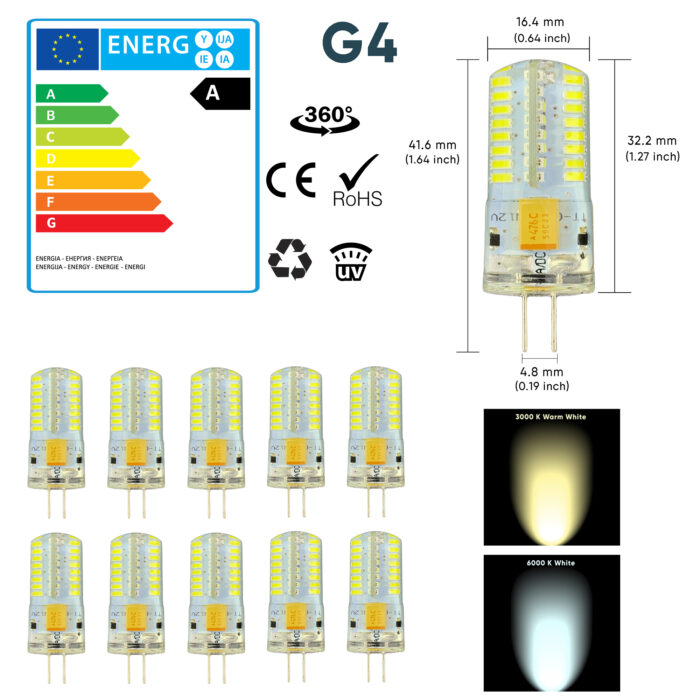 G4 LED 1.5W 3W 5W 7W Capsule Light Bulb True Size Replacement G4 Bulbs AC/DC 12V