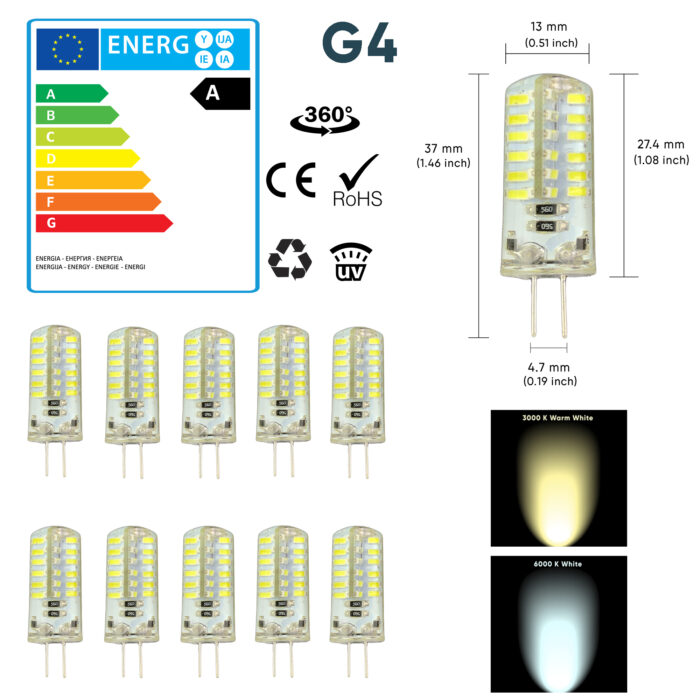 G4 LED 1.5W 3W 4W Capsule Light Bulb True Size Replacement For G4 Bulb 12V AC/DC