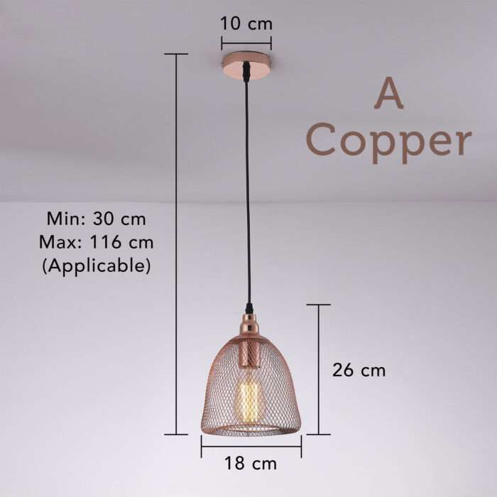 Hanging Ceiling Light Fitting Mesh Shades Pendant Living Room Light LED Bulb A+ - Image 4