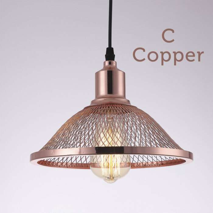 Hanging Ceiling Light Fitting Mesh Shades Pendant Living Room Light LED Bulb A+ - Image 2