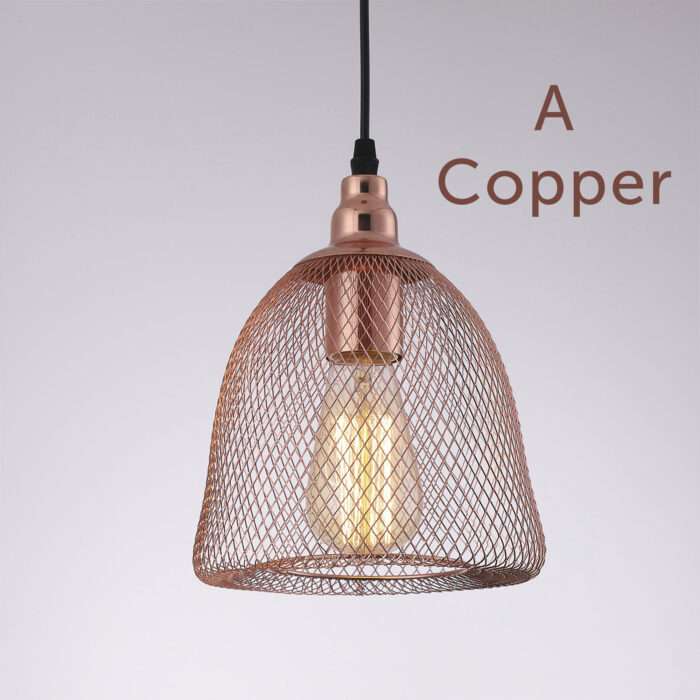 Hanging Ceiling Light Fitting Mesh Shades Pendant Living Room Light LED Bulb A+ - Image 11