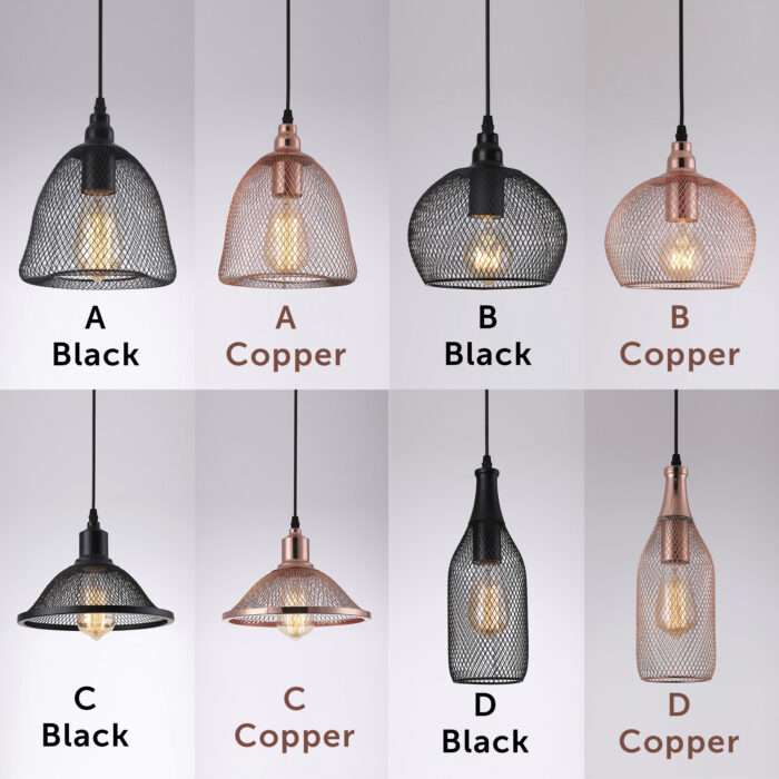 Hanging Ceiling Light Fitting Mesh Shades Pendant Living Room Light LED Bulb A+ - Image 2