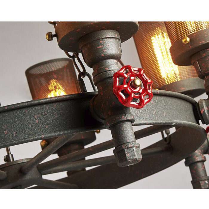 Industrial Steampunk Chandelier Iron Pipe Edison Bulb Ceiling Bar Light with Chain - Image 5