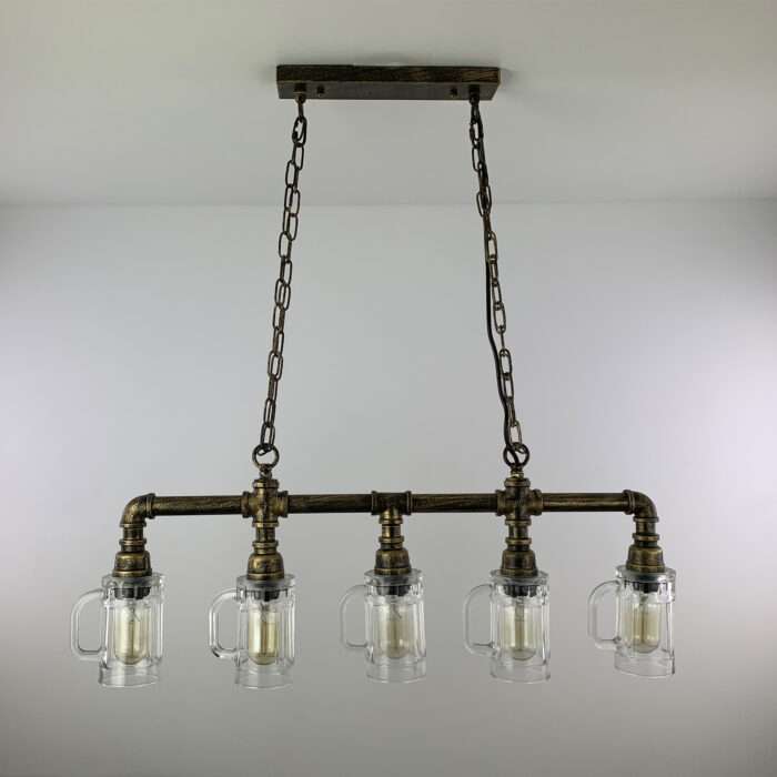 Industrial Steampunk Lighting Iron Pipe Edison Glass Ceiling Bar Light with Chain - Image 7