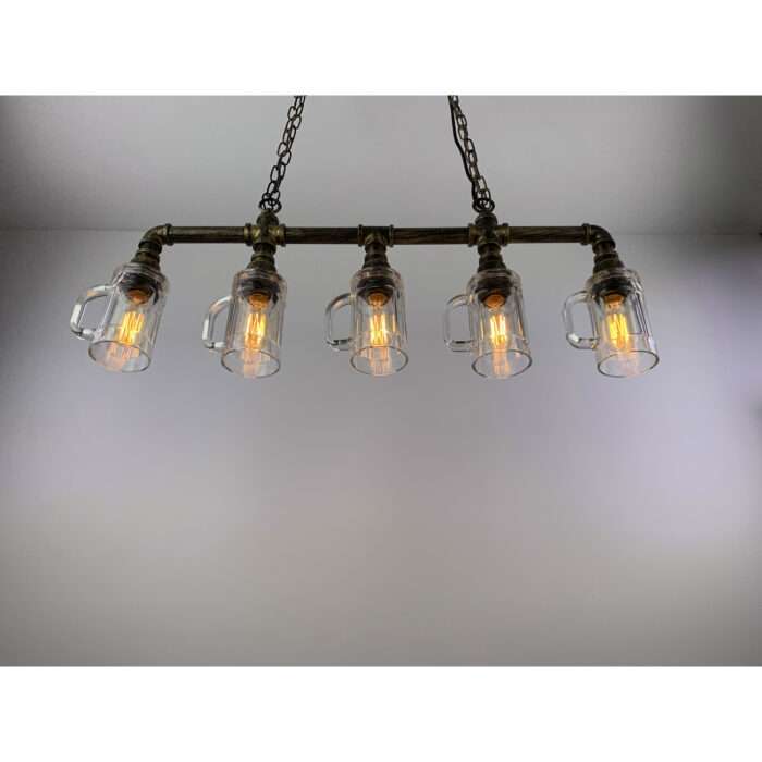 Industrial Steampunk Lighting Iron Pipe Edison Glass Ceiling Bar Light with Chain - Image 5