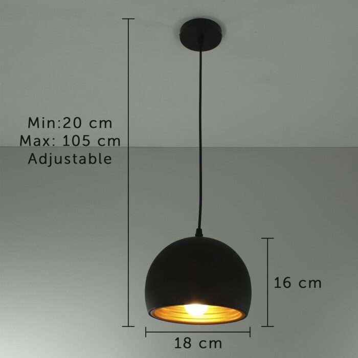 Modern 3 Way Ceiling Pendant Cluster Light Fitting Lights Black Gold Dome - Image 5