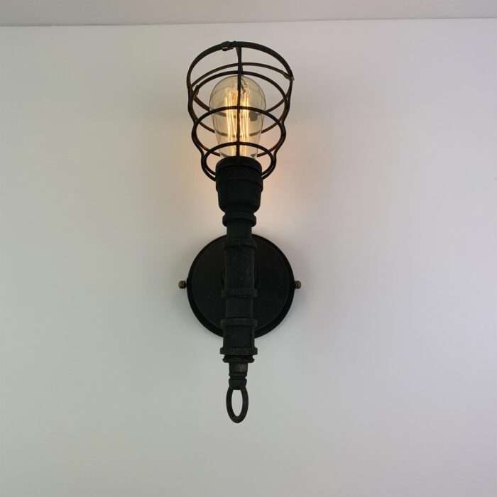 Vintage Unique Industrial Water Pipe Steampunk Sconce Cage Wall Light - Image 3