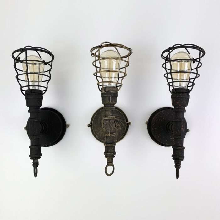 Vintage Unique Industrial Water Pipe Steampunk Sconce Cage Wall Light - Image 2