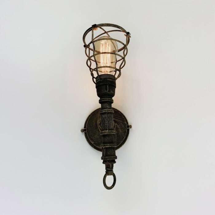 Vintage Unique Industrial Water Pipe Steampunk Sconce Cage Wall Light - Image 4