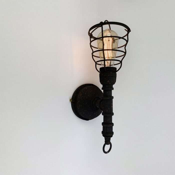 Vintage Unique Industrial Water Pipe Steampunk Sconce Cage Wall Light - Image 7