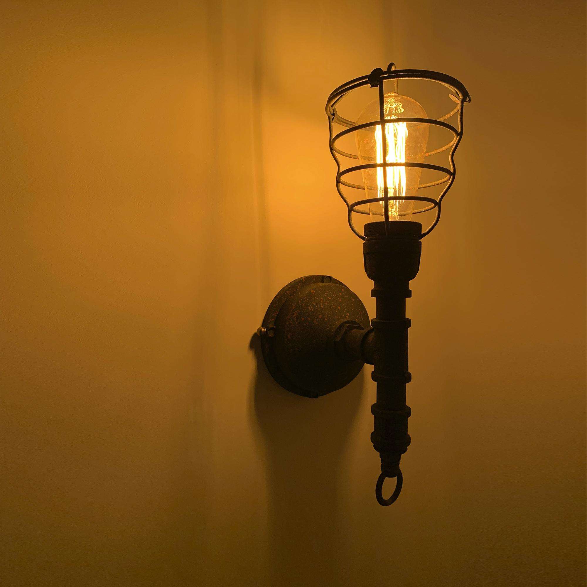Vintage Unique Industrial Water Pipe Steampunk Sconce Cage Wall Light