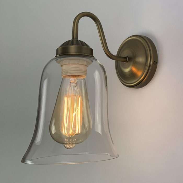 Industrial Vintage Wall Lamp Sconce Antique Brass Copper Glass Wall Light