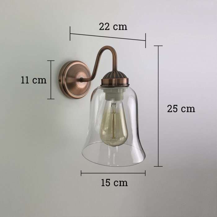 Industrial Vintage Wall Lamp Sconce Antique Brass Copper Glass Wall Light - Image 8