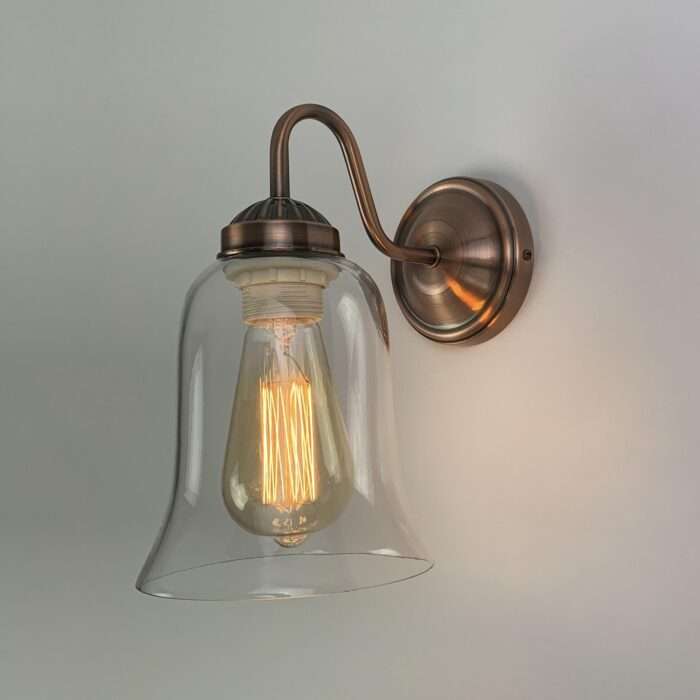 Industrial Vintage Wall Lamp Sconce Antique Brass Copper Glass Wall Light - Image 9