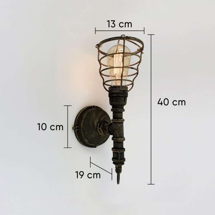 Vintage Unique Industrial Water Pipe Steampunk Sconce Cage Wall Light - Image 9