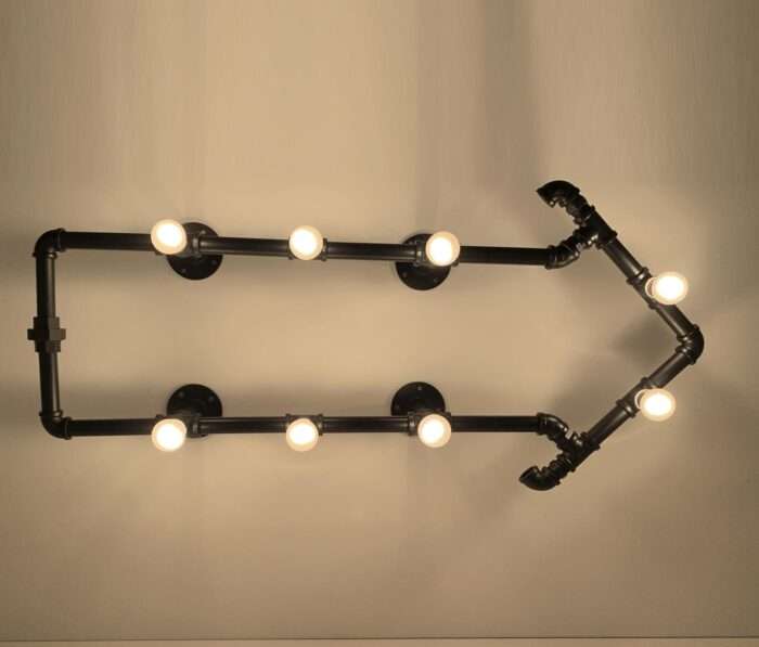 Industrial Steampunk Wall Lamp Retro Arrow Wall Light Rustic Vintage Pipe Light - Image 7