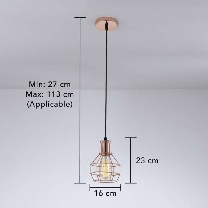 Vintage Industrial Metal Cage Copper Bar Pendant Light Lamp Shade - Image 5