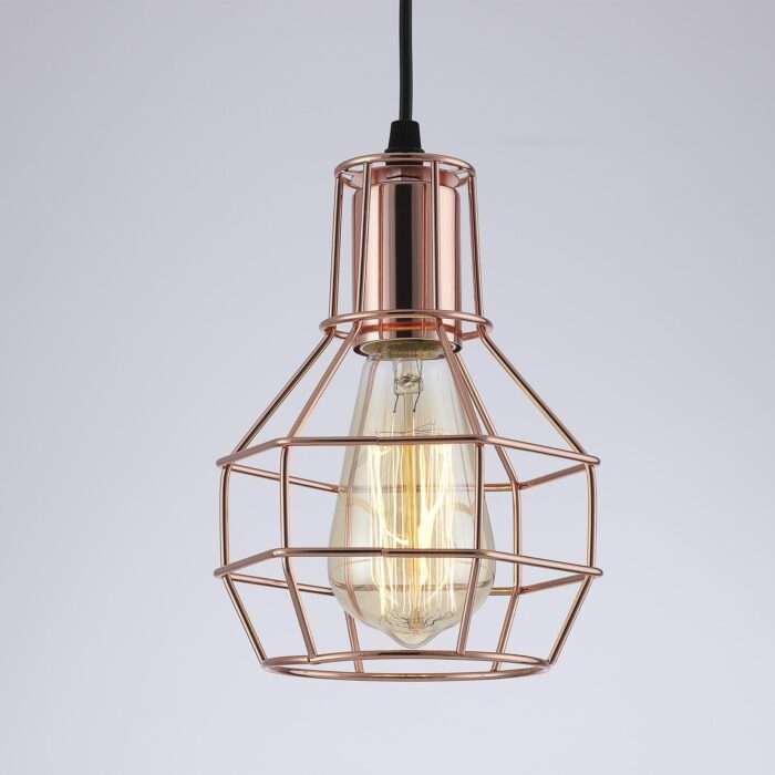 Vintage Industrial Metal Cage Copper Bar Pendant Light Lamp Shade