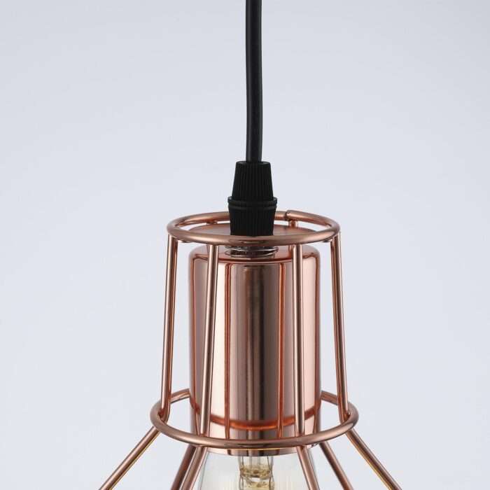 Vintage Industrial Metal Cage Copper Bar Pendant Light Lamp Shade - Image 3