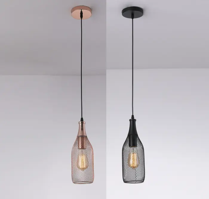 Industrial Ceiling Light Vintage Mesh Shades Pendant Living Room Light Bottle
