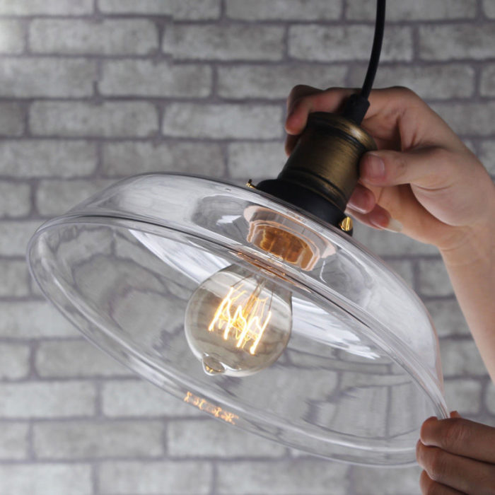 Modern Vintage Industrial Retro Loft Glass Ceiling Lamp Shade Pendant Light - Image 9