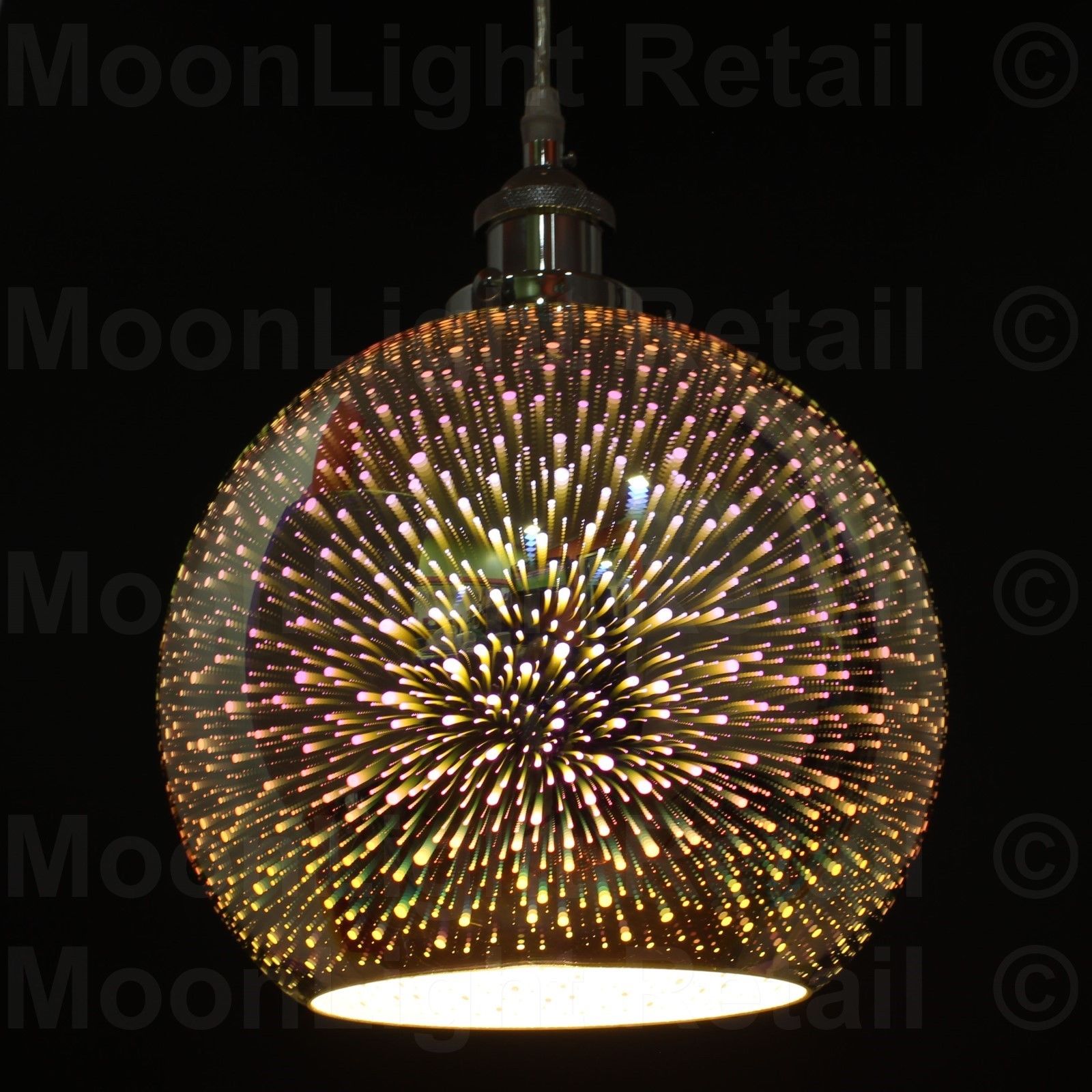 Modern 3d Colored Oberon Holographic Pendant Ceiling Light Glass Shade Multi Col