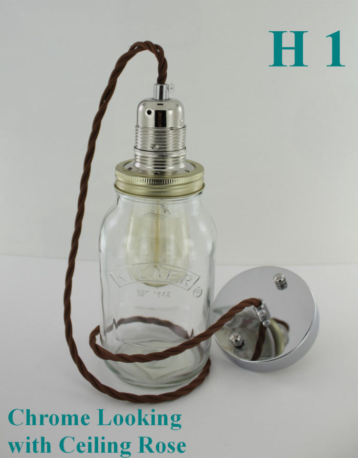 Edison Bulb Vintage Industrial Pendant Light Mason Kilner Jam Jar Rustic Lamp - Image 8