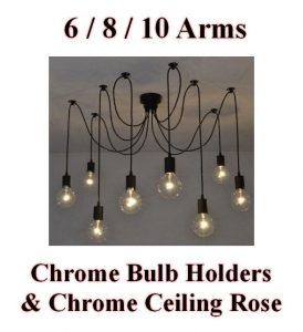 6/8/10 Bulb Lights Edison Chandelier Suspension Ceiling Pendant CHROME Spider