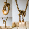 Nautical Vintage Industrial Retro Single Double Head Rope Pendant Lamp Light