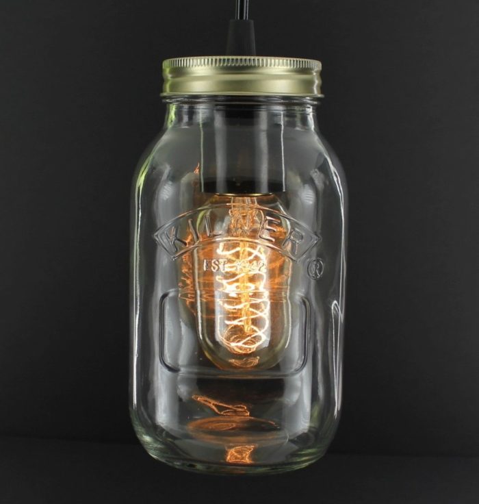 Edison Bulb Vintage Industrial Pendant Light Mason Kilner Jam Jar Rustic Lamp B1 - Image 4